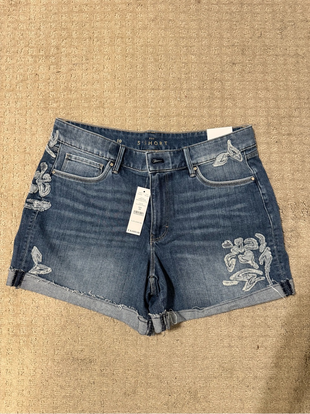 White House Black Market Blue Embroidered Denim Shorts